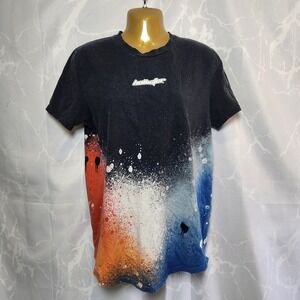 Hollister Curved Hem Tee Men's M Painting Splatter Multi-Color Basic‎ Crew Neck